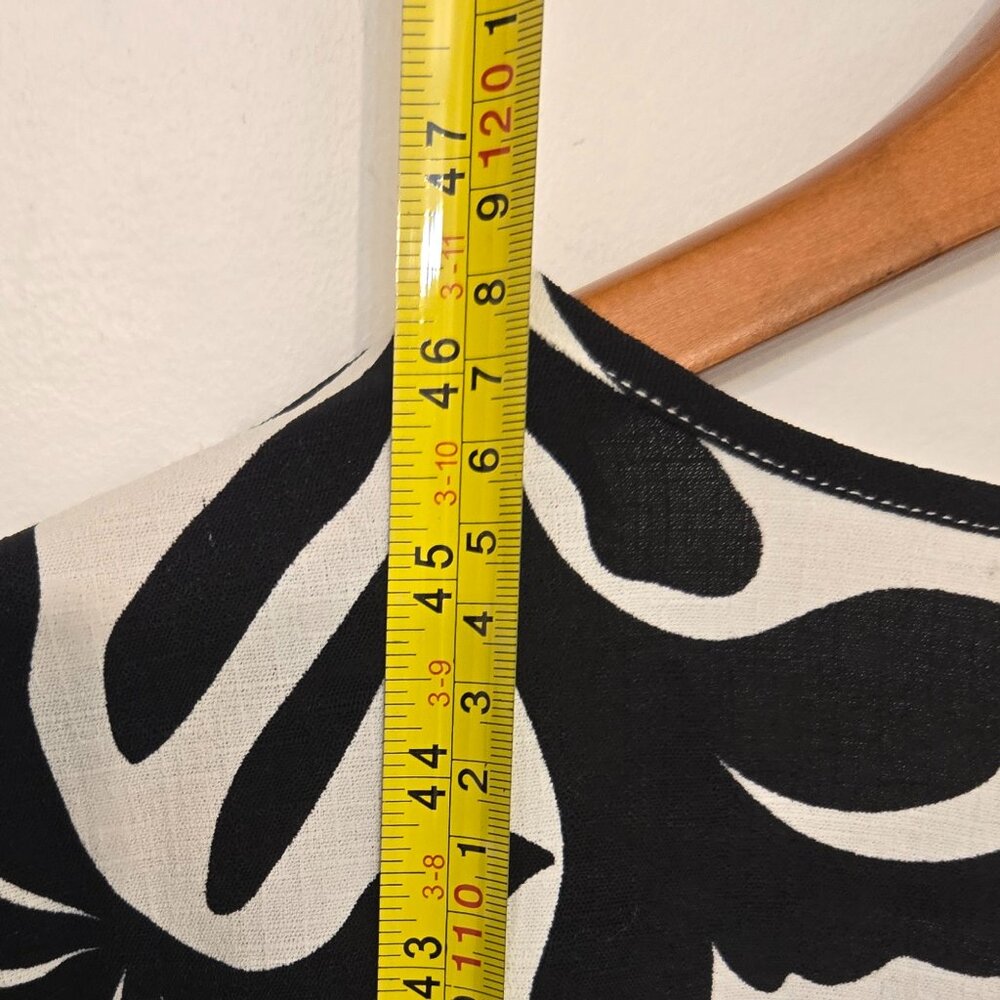 Fred David Black & White Tropical Print Belted Midi Dress - Picture 12 of 15